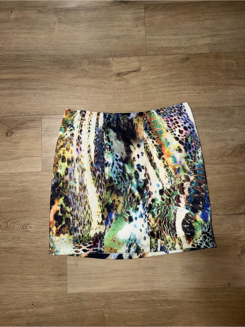 Ladakh Multicolor Animal-Print Mini Skirt - Green Blue Yellow Black